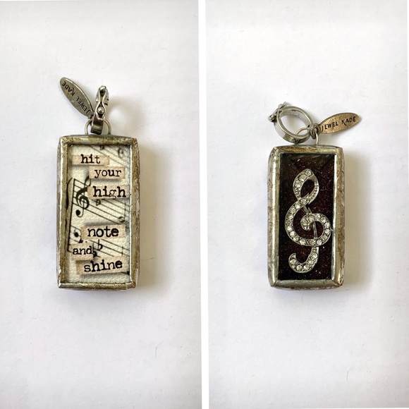 Jewel Kade Treble Clef two sided silver shadowbox large charm pendant - Picture 13 of 16